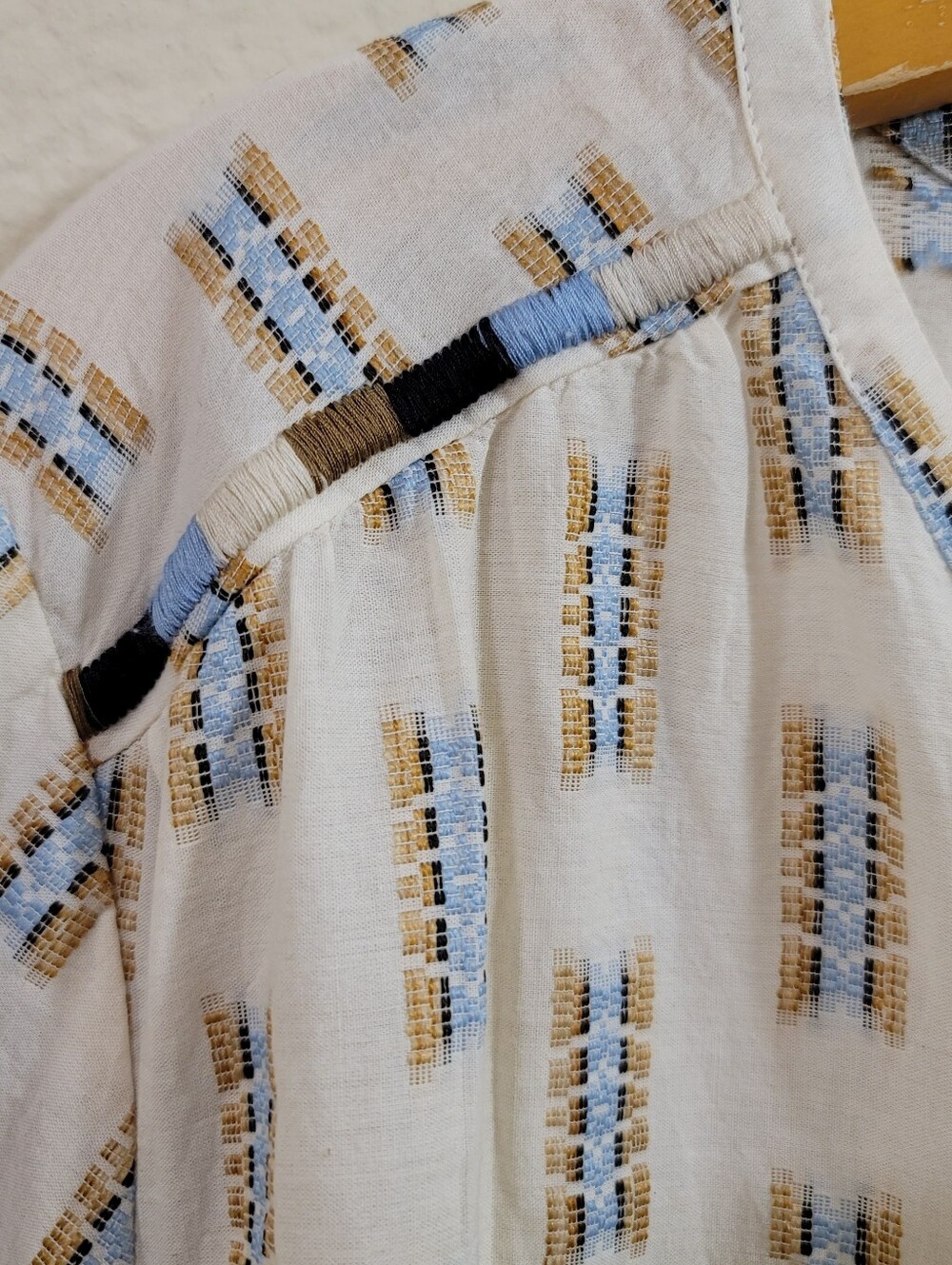 J. Jill Artisan Embroidered Peasant Top Ikat Southwest 2X Cotton Blend